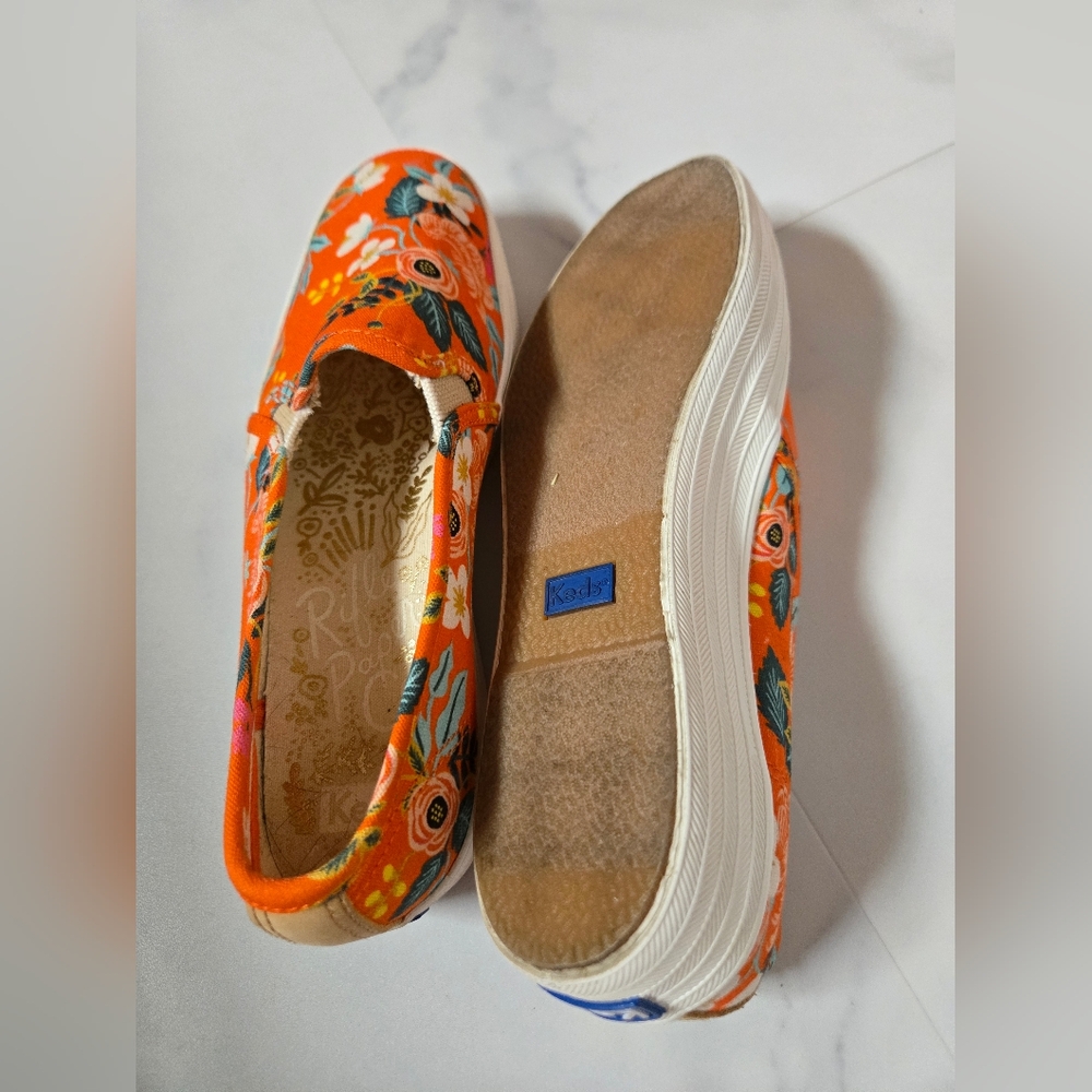 Keds x Rifle Paper Company Orange Floral Slip On Shoe Size 6 - Picture 6 of 7